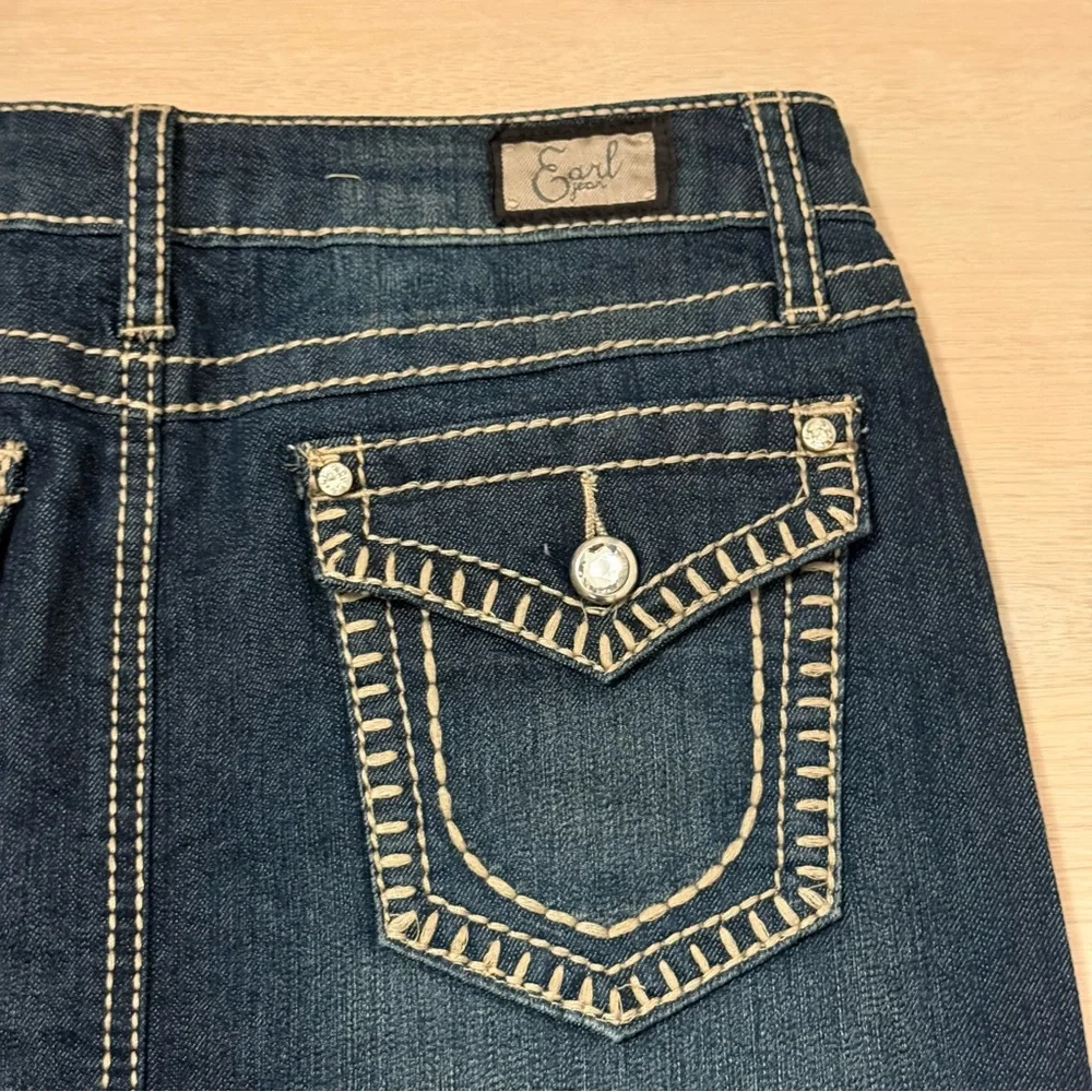 Y2K Earl Jeans Indigo Mini Skirt with Contrast Stitching